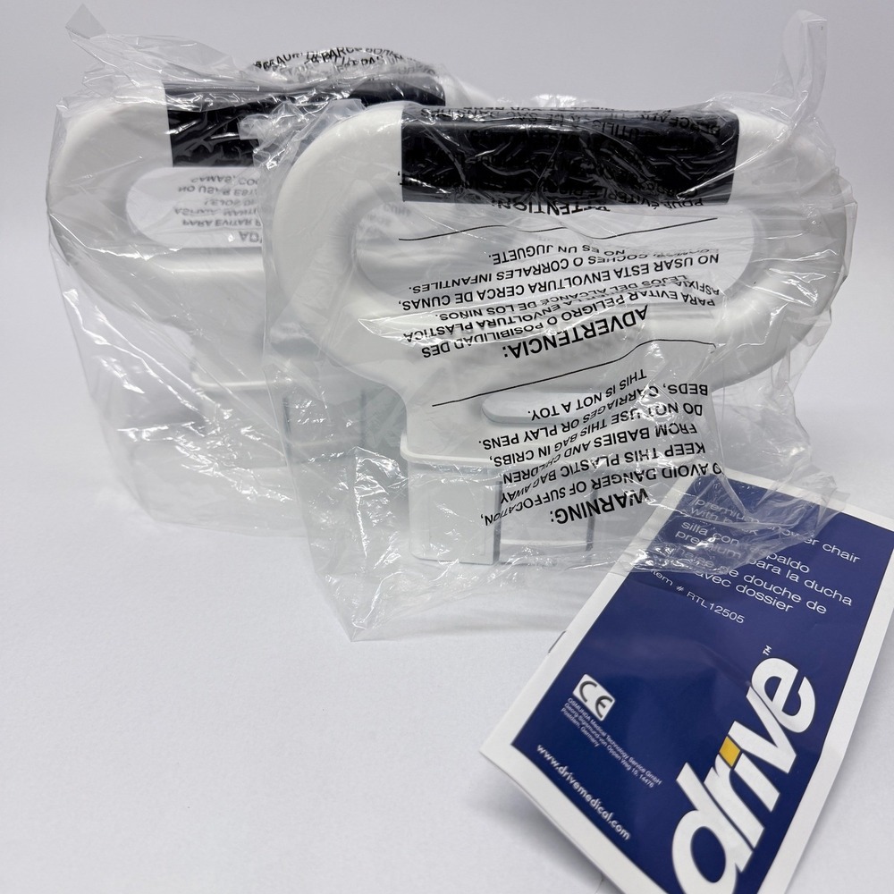 Drive Medical RTL12505 Premium Shower Chair Replacement Armrests White Pair